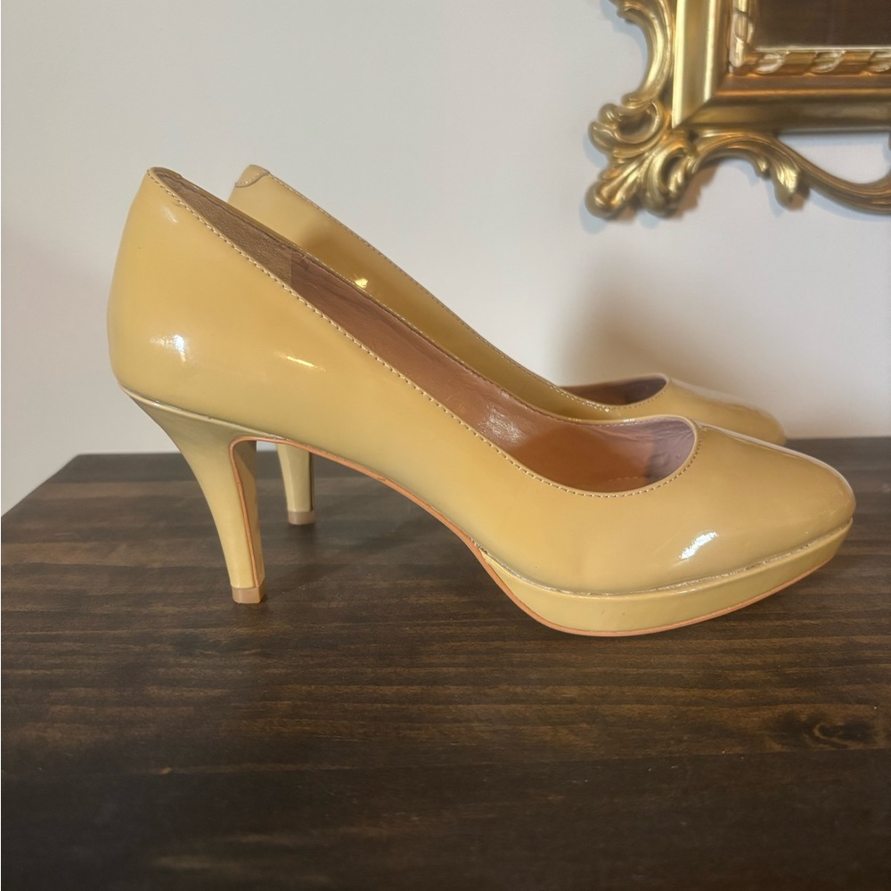 Vince Camuto Yellow Patent Leather High Heel Pumps